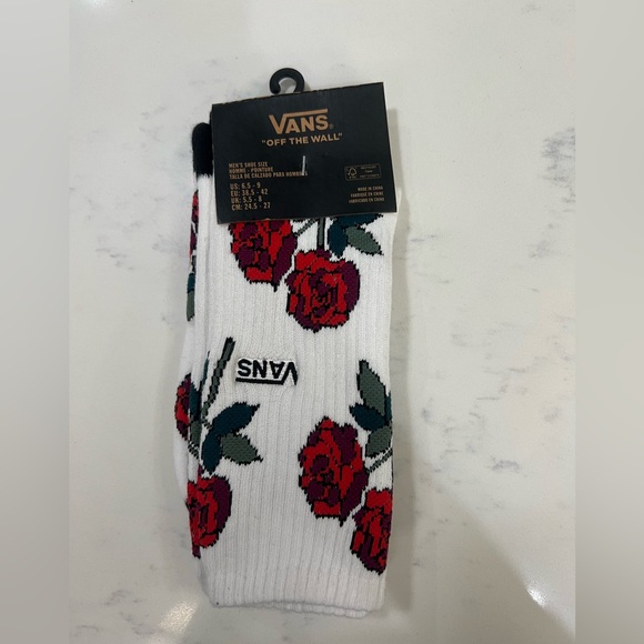 Vans White Socks with Red Rose Design - Picture 4 of 4